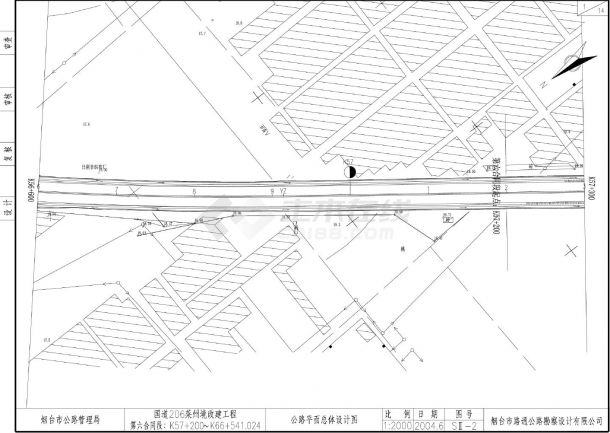 国道206莱州境改建工程第六合同段公路平面总体设计CAD图.dwg-图一