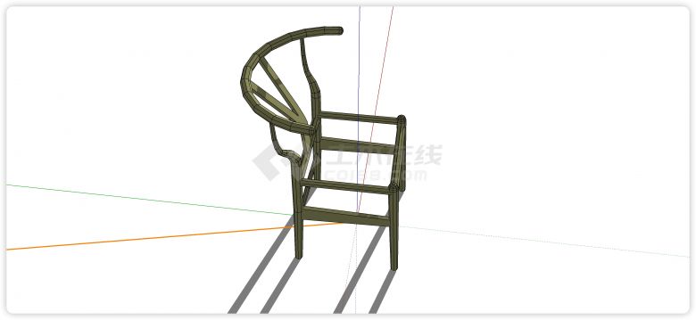 弧形靠背扶手藤椅结构su模型-图一