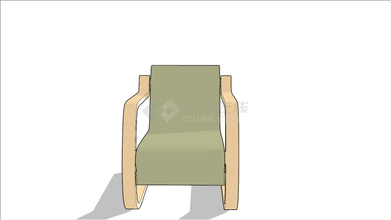 黄绿色舒适可靠背桌椅su模型-图二