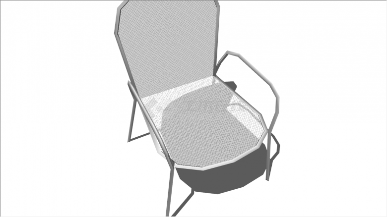 铁制带扶手靠背桌椅su模型-图二
