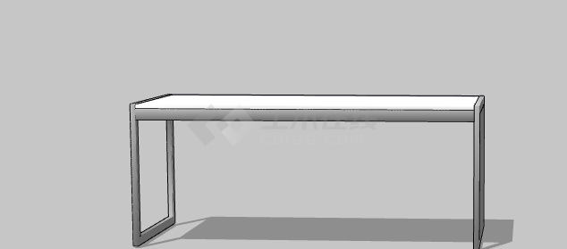 白色长方形简约办公室桌子su模型-图二