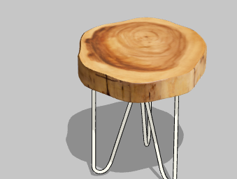 木制木墩办公室桌子su模型-图二