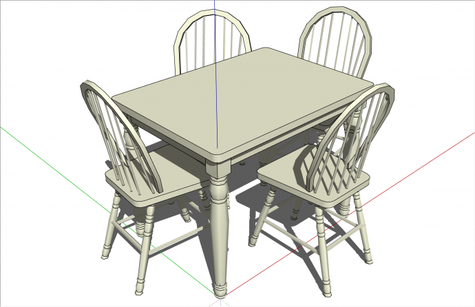 小型简欧四人桌椅su模型_图1