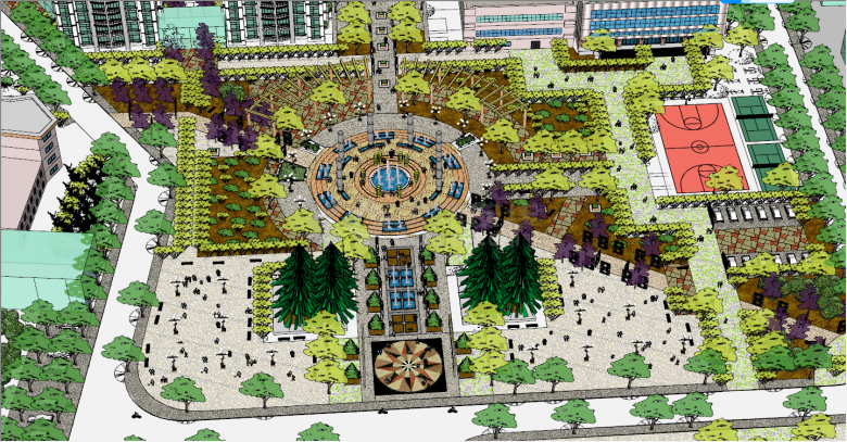 城市广场景观规划综合公园su模型-图二