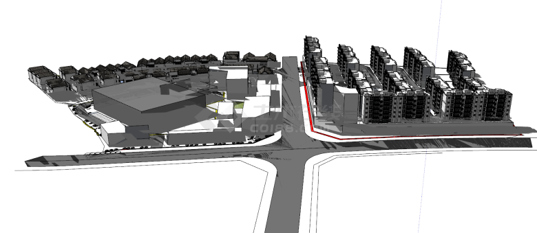 现代城市小区中式规划su模型-图二