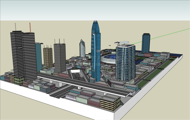 带足球场现代风格城市设计SU模型-图二