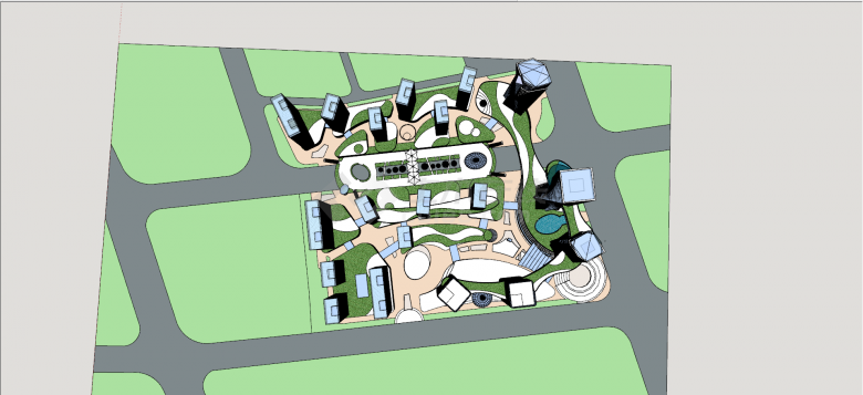 城市干道和商业街城市设计SU模型-图二