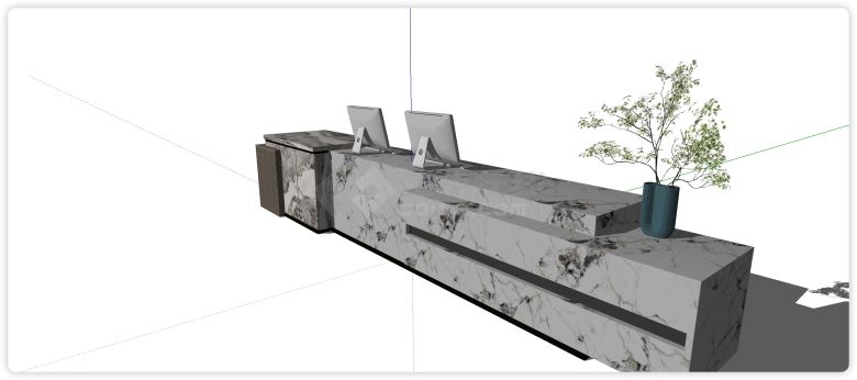 宝格丽白岩石主体前台接待su模型-图一