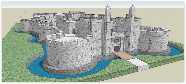 古堡碉堡城市规划商业综合体建筑su模型-图一