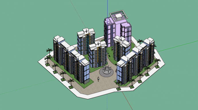高层住宅楼建筑全景su模型_图1