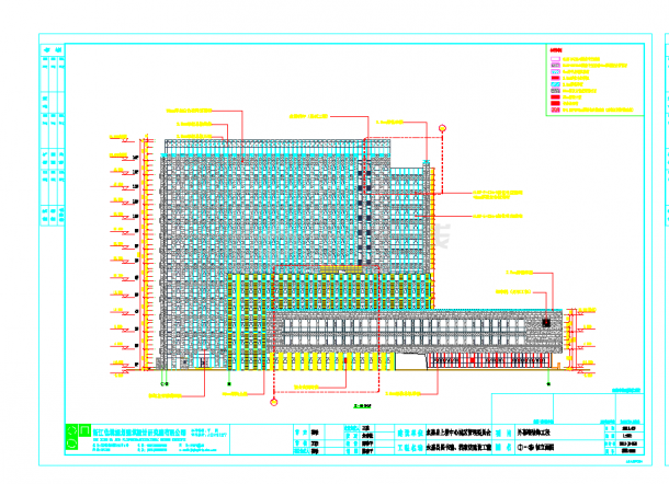 深圳高层幕墙立面框架结构县级图书档案馆建筑施工图CAD图纸-图二