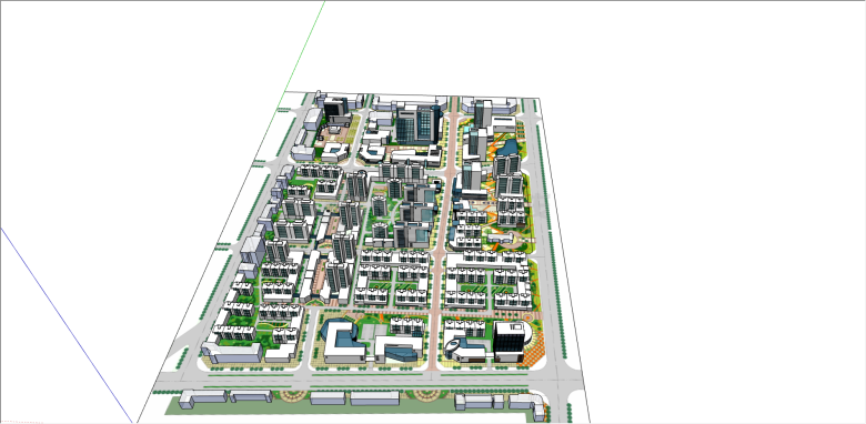 都市规划分布的小区住宅su模型-图一