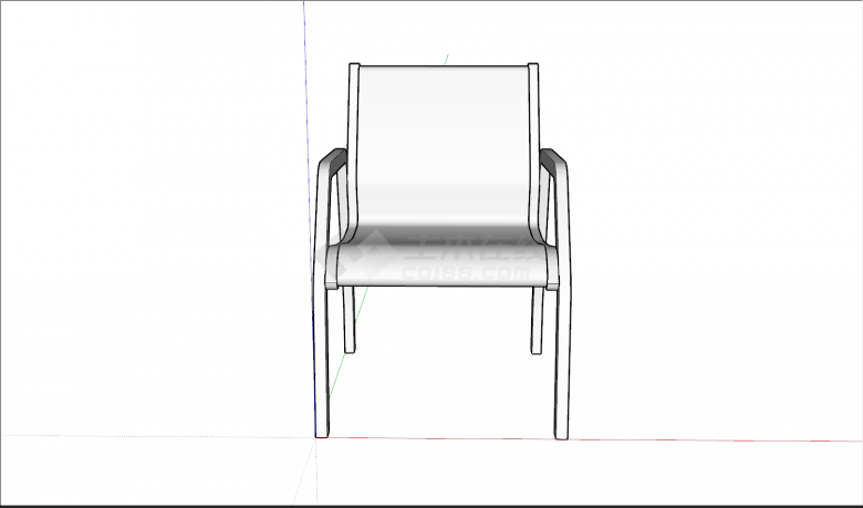 金属材质背靠休闲椅子su模型-图一