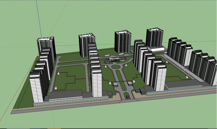 多栋的豪华的住宅小区 su模型_图1