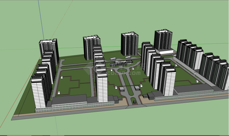 多栋的豪华的住宅小区 su模型-图一
