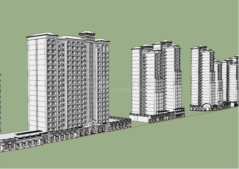 高档大型高层电梯住宅小区规划建筑方案su模型-图二