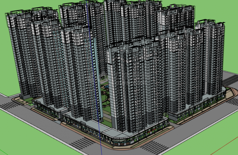 壮观高耸住宅小区居住区规划建筑方案SU模型 -图二