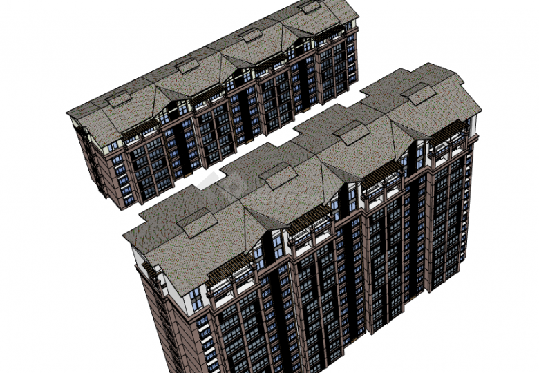 灰顶现代住宅小区居住区规划建筑方案SU模型 -图二