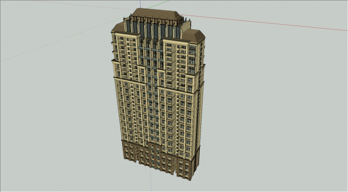 简欧复式高层建筑su模型_图1