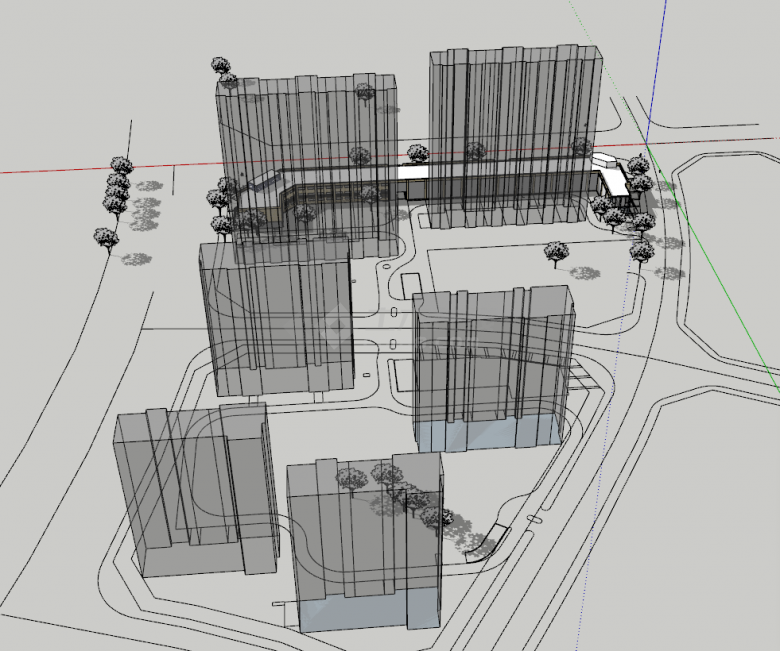 现代小区高层建筑设计su模型-图一