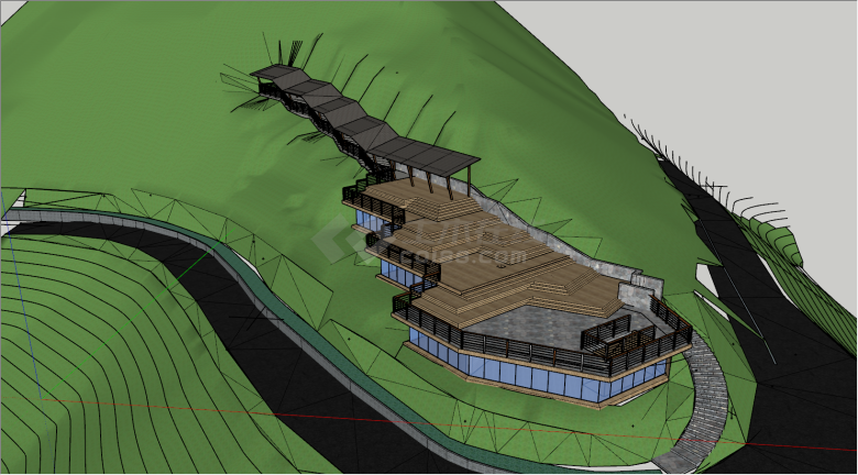 山体半山腰山地公园su模型-图一