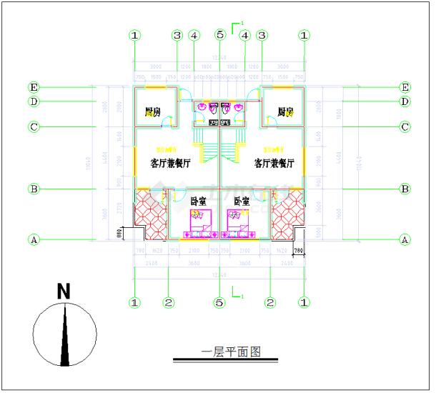 某地小别墅建筑方案图CAD图纸-图一