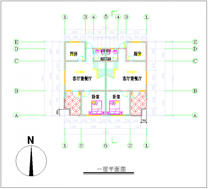 某地小别墅建筑方案图CAD图纸_图1
