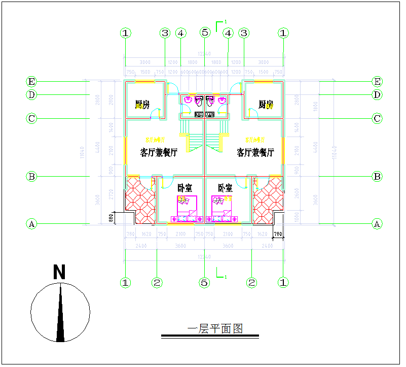 某地小别墅建筑方案图CAD图纸