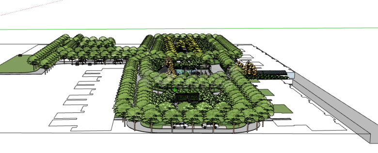 现代大型公园景观建筑设计su模型-图二