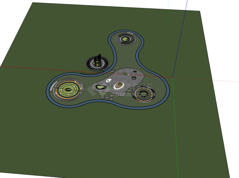 现代圆形异形景观广场su模型-图二
