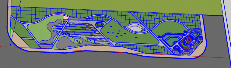 现代小型线性带状公园su模型-图二
