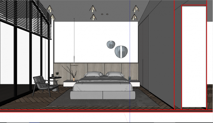 现代的简约的卧室SU模型_图1