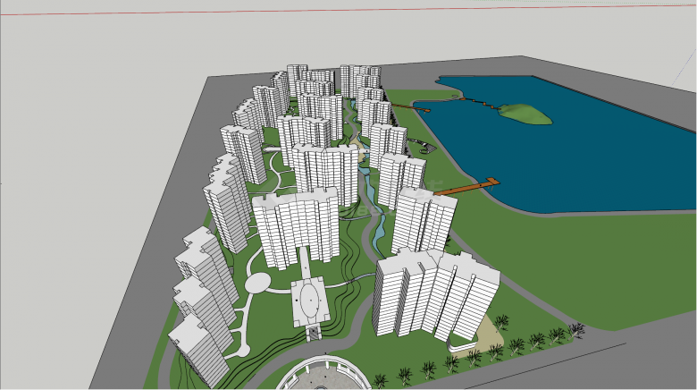 高层公寓小区建筑设计su模型待上色-图一