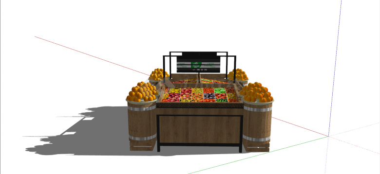 单层木制生鲜果蔬货架su模型-图二