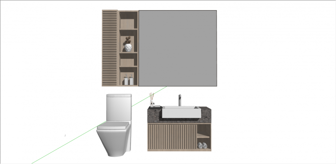 木制正方形隔层浴室柜su模型_图1