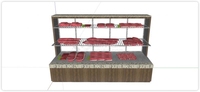 新鲜肉类货架市场生鲜果蔬货架su模型-图一