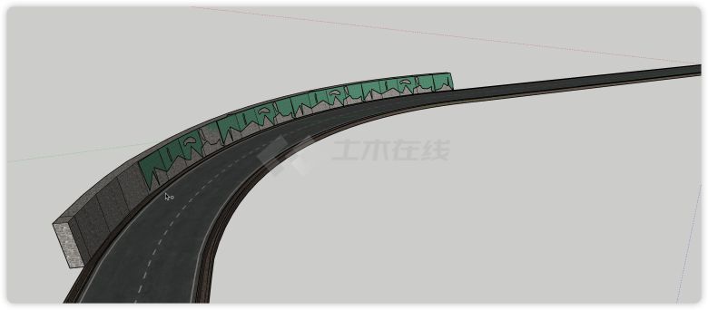 高速公路道路边坡挡土墙su模型-图一