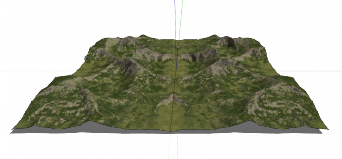 平坦青绿色的山脉山体su模型_图1