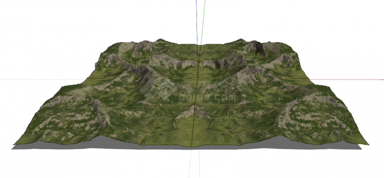 平坦青绿色的山脉山体su模型-图一
