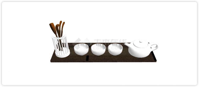 木镊子洗杯子工具白色茶具su模型-图二