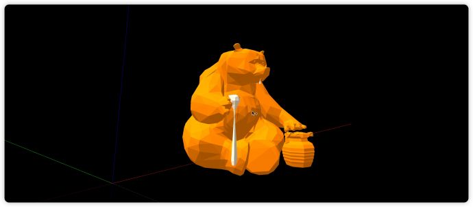 坐着吃蜂蜜的灰熊创意雕塑su模型_图1