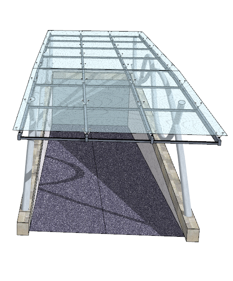 钢铁支架支撑的透明玻璃顶的地铁出入口 su模型-图一