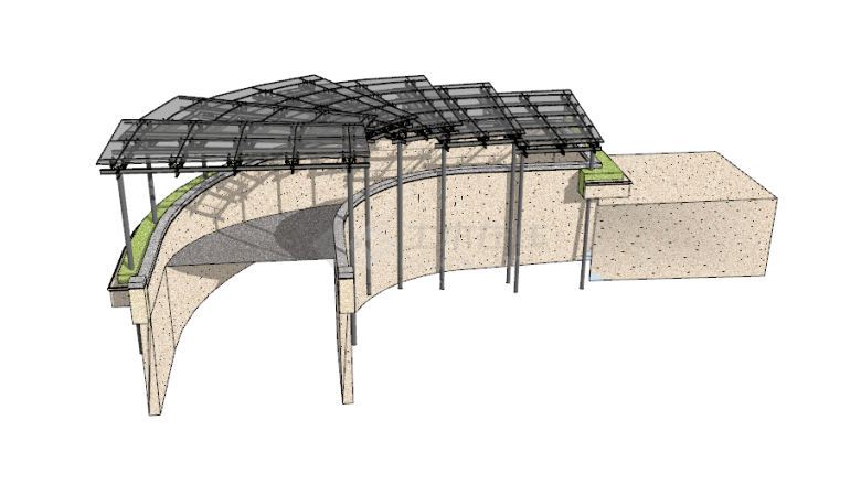 弧形玻璃顶的地铁出入口su模型-图一
