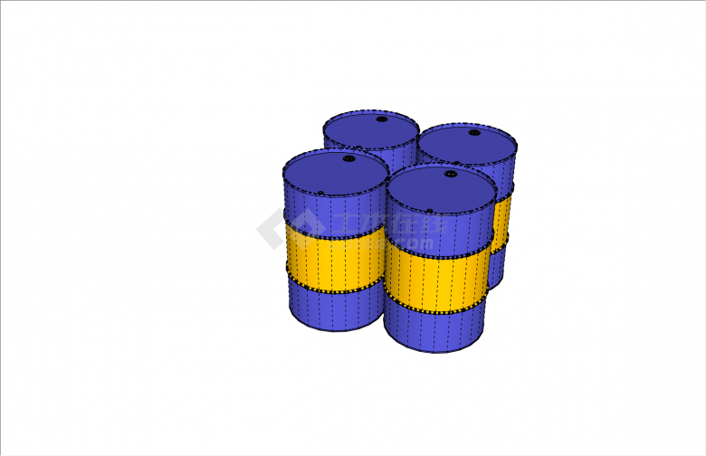 四个紫色圆桶机器设备组合su模型-图一