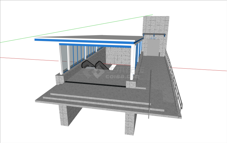 带扶梯现代风格地铁出入口su模型-图一