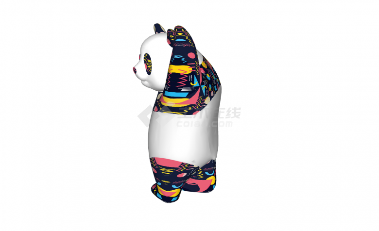 站立饶头可爱熊猫现代动物雕塑小品su模型-图二