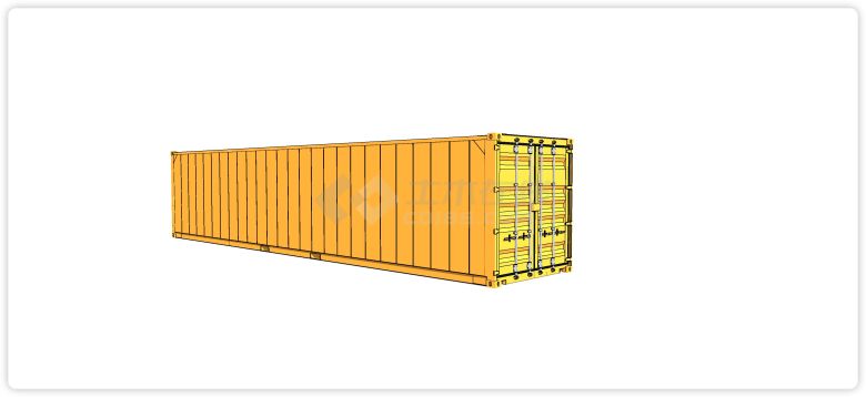 橙黄色单个物流四十尺集装箱su模型-图二