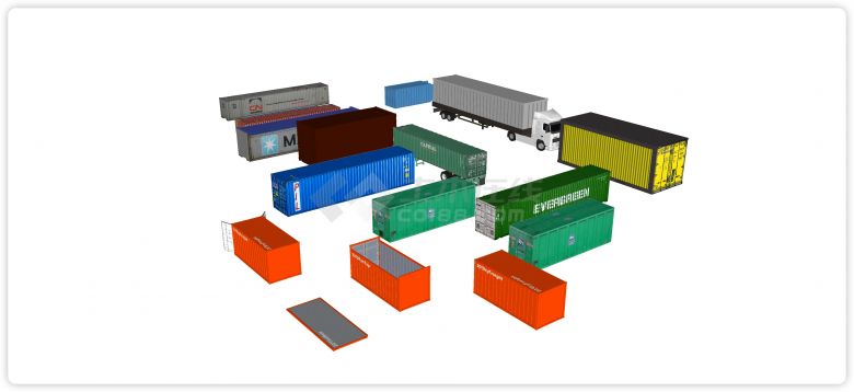 货运场码头物流集装箱堆放区su模型-图二