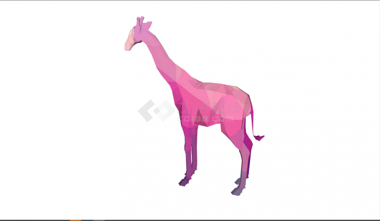 粉色长颈鹿简约雕塑小品su模型-图二