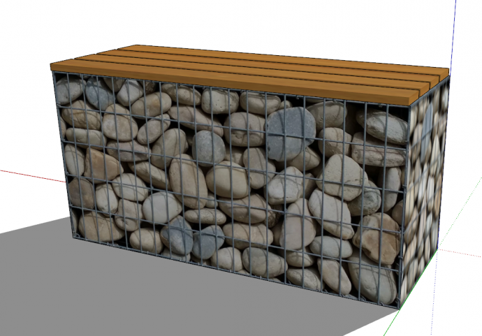 现代圆形石头石笼石墙su模型_图1